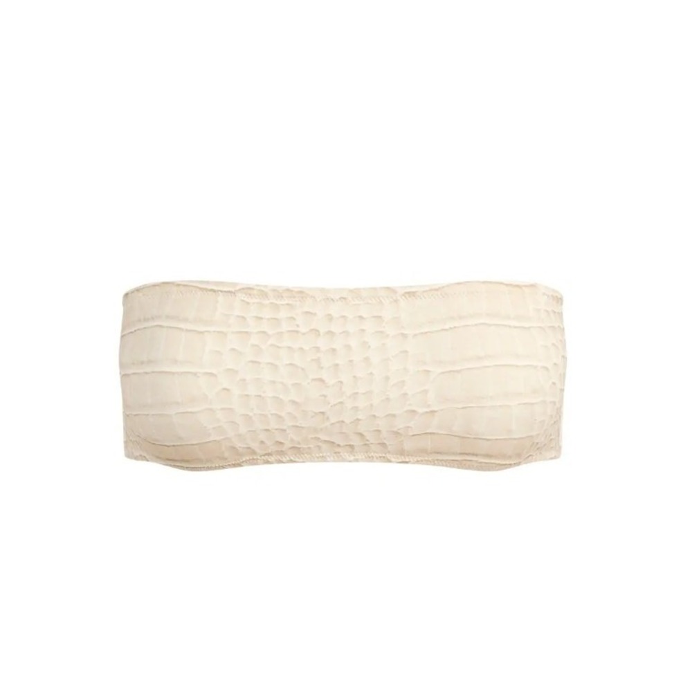 Skims Signature Swim Micro Bandeau BT-BAN-10067W Egret Crocodile Print Large